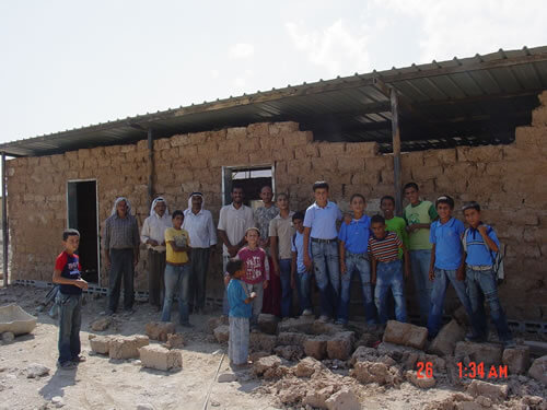 Crowd outside school